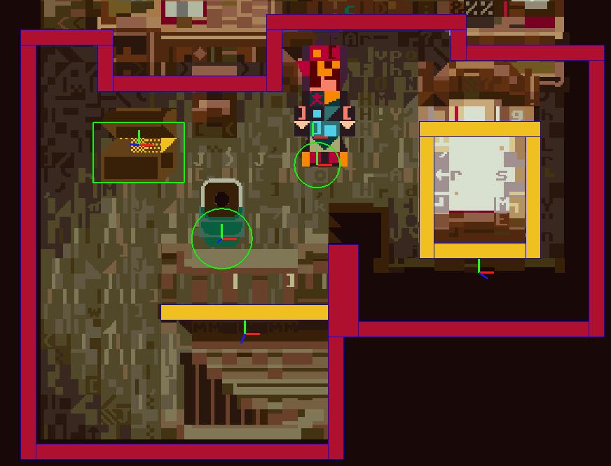 cronotest example game showing circle, box, and tile-based collision